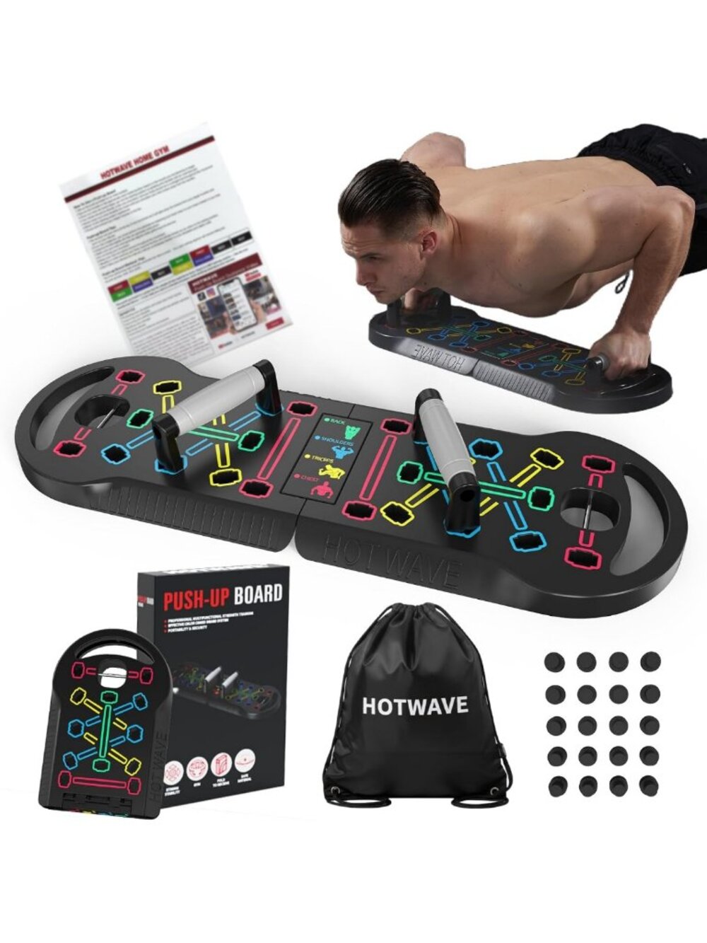 Portable Foldable Push Up Board - 20 in 1 Workout Equipment for Home Fitness